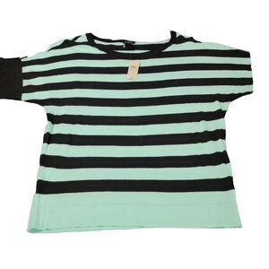 Ann Taylor Womens Top Multicolor Size Medium Cotton Blend Short Sleeve Pullover